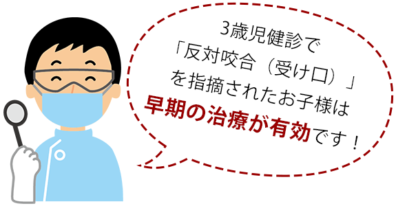 反対咬合（受け口）を指摘されたお子様は早期の治療が有効