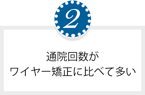 通院回数がワイヤー矯正に比べて多い