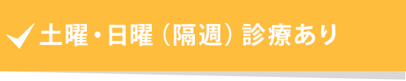 土曜・日曜（隔週）診療あり